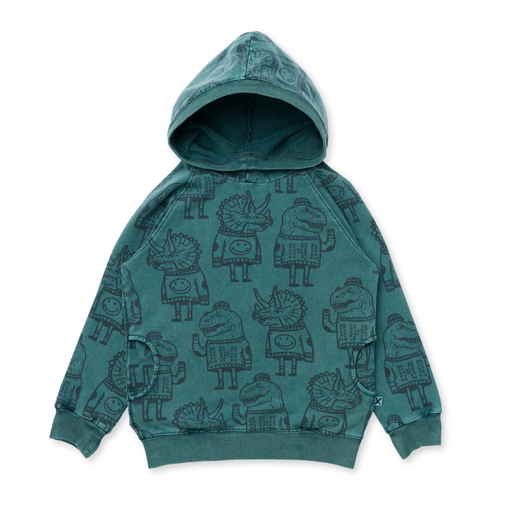 Minti Dino Buddies Hood - Forest Wash