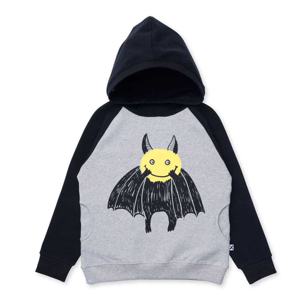 Bat Face Furry Hood - Grey Marle/Black