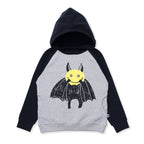 Bat Face Furry Hood - Grey Marle/Black