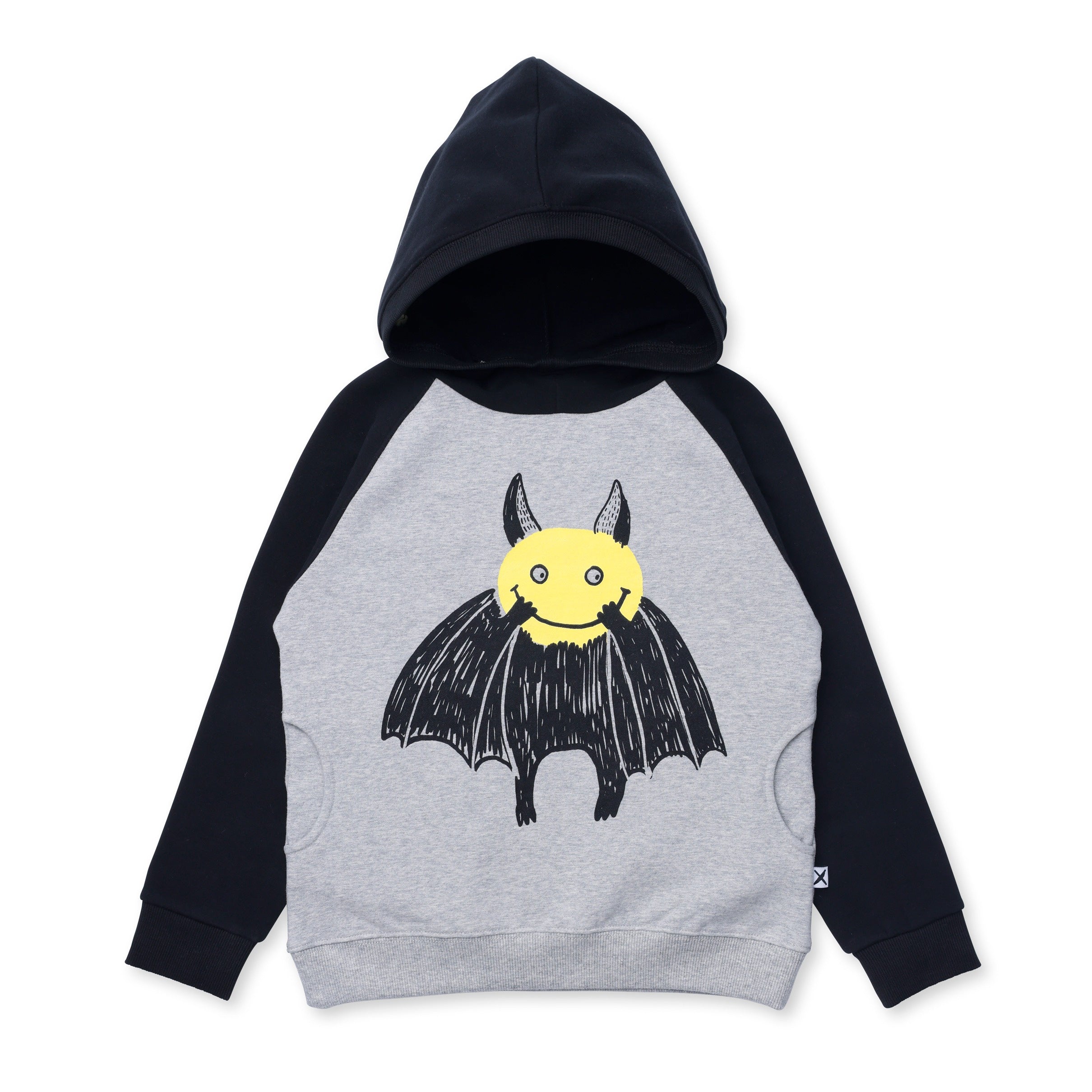 Bat Face Furry Hood - Grey Marle/Black