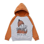 Hello Octopus Furry Hood - Grey Marle/Burnt Orange