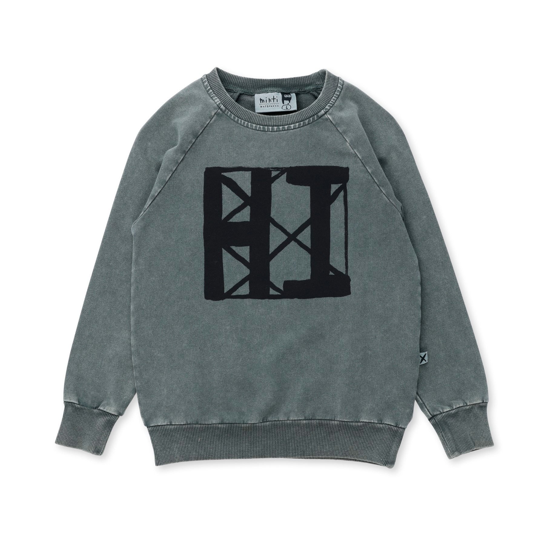Geometric Hi Crew - Olive Wash