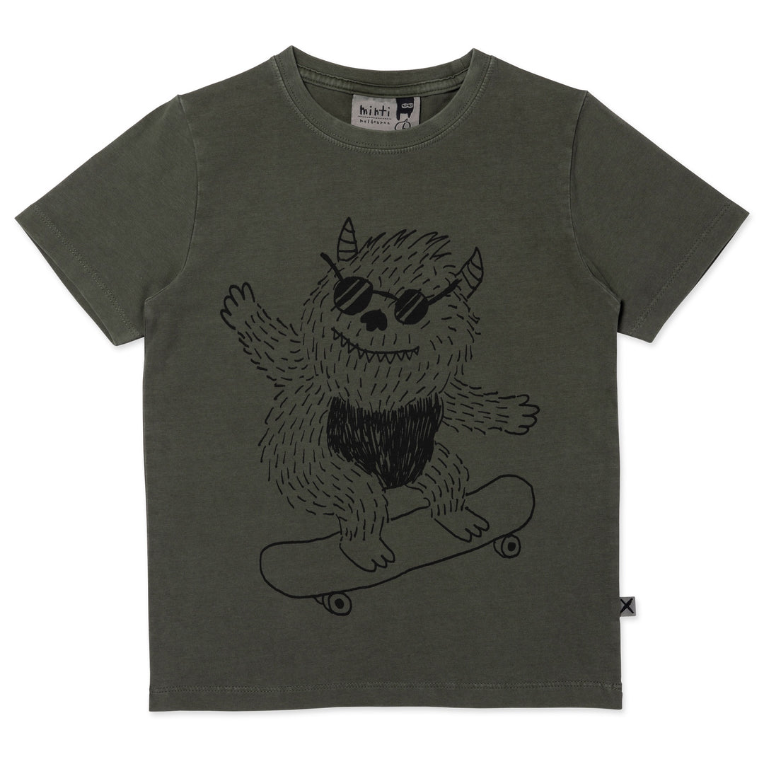 Minti Monster Skater Tee - Olive Wash