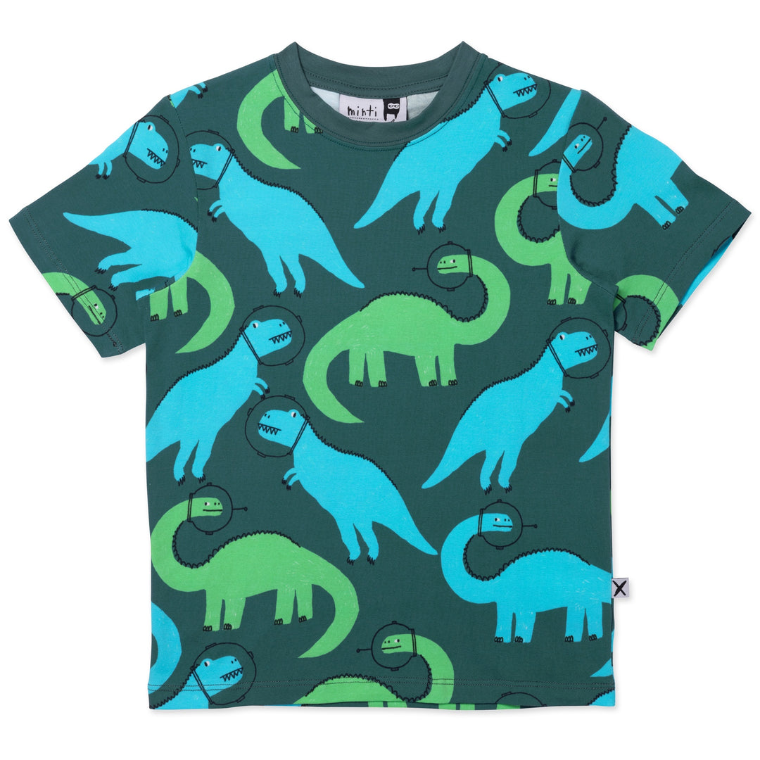 Minti Space Dinos Tee - Dark Green