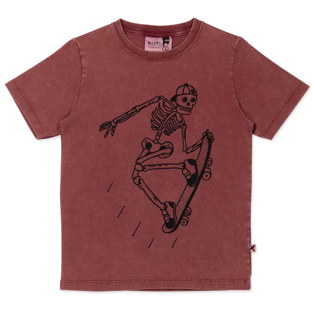 Minti Speedy Skeleton Tee - Burnt Red Wash