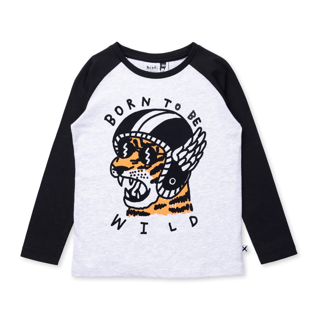 Born To Be Wild Tee - White Marle/Black