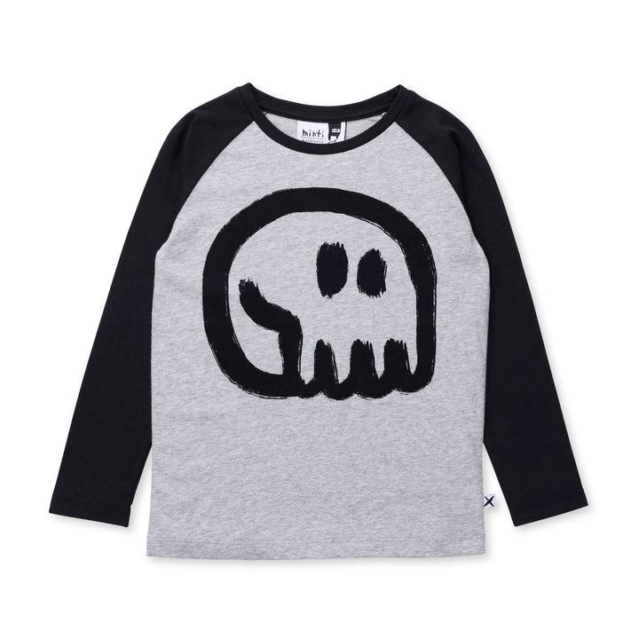 Minti Charcoal Skull Tee - Grey Marle/Black