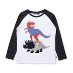 Super Dinos Tee - White Marle/Black