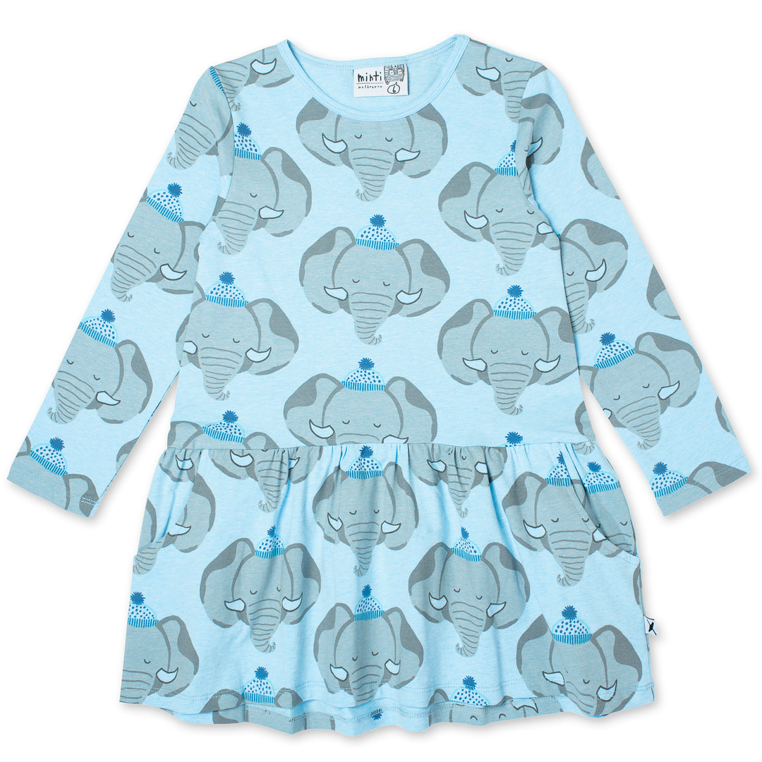 Minti Brr Elephant Dress - Aqua Marle