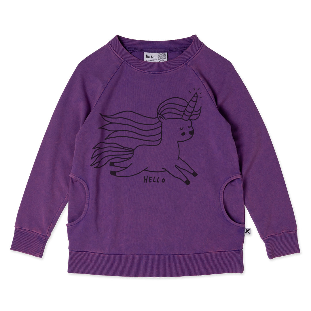 Minti Hello Unicorn Crew - Purple Wash