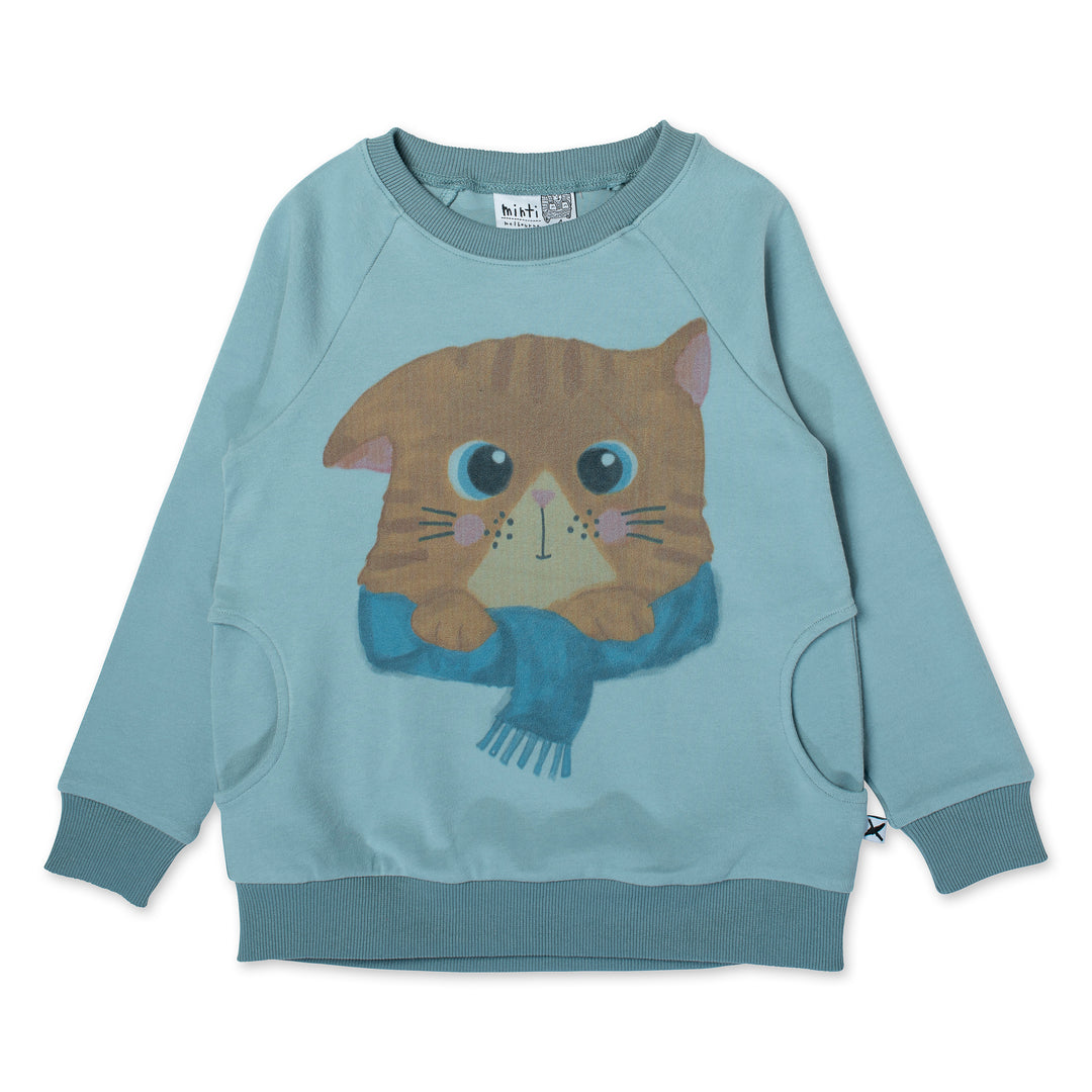 Minti Cosy Cat Furry Crew - Muted Green