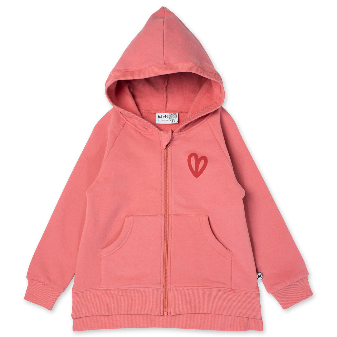 Minti Little Heart Furry Zip Up - Rose