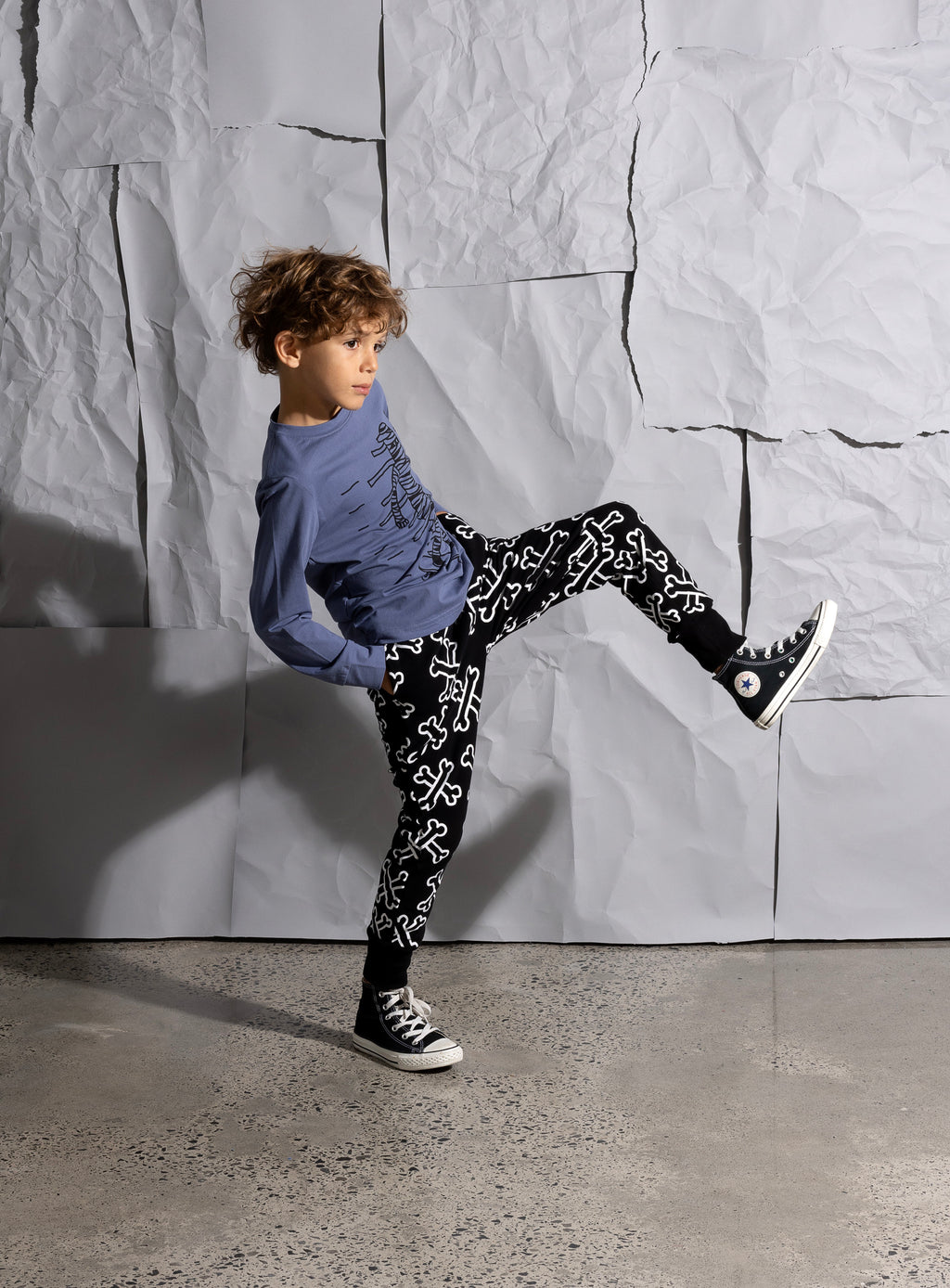 Minti Bones Furry Trackies - Black
