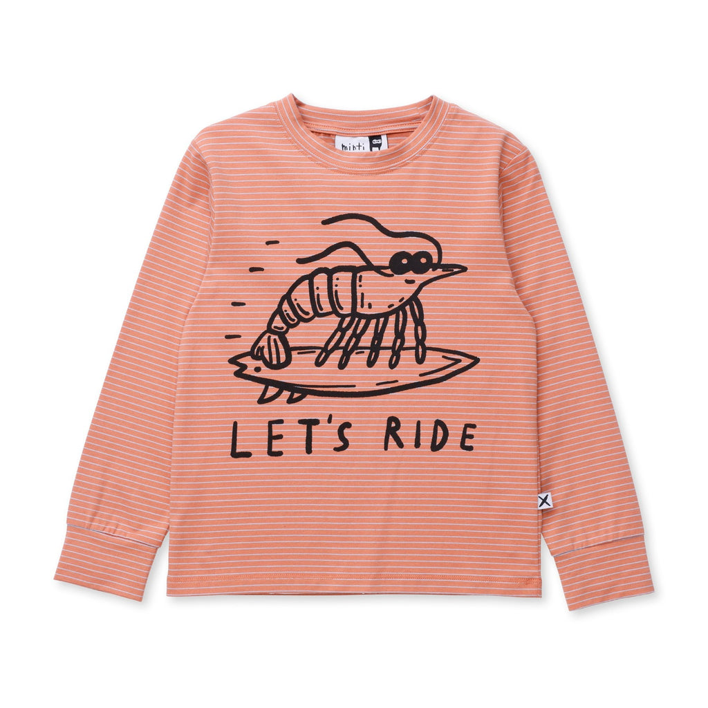 Prawn Surfer Tee - Orange/Teal Stripe