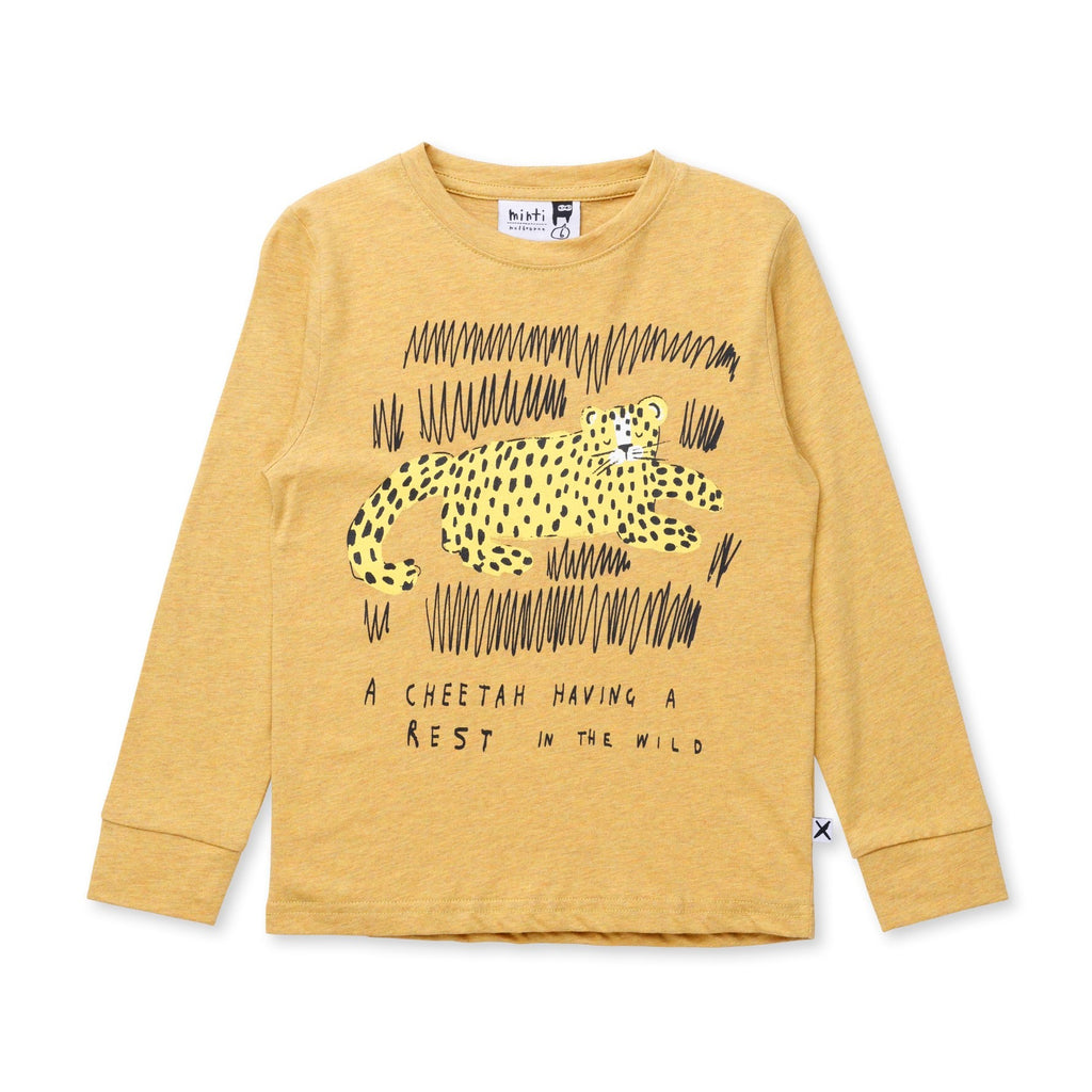 Relaxing Cheetah Tee - Mustard Marle