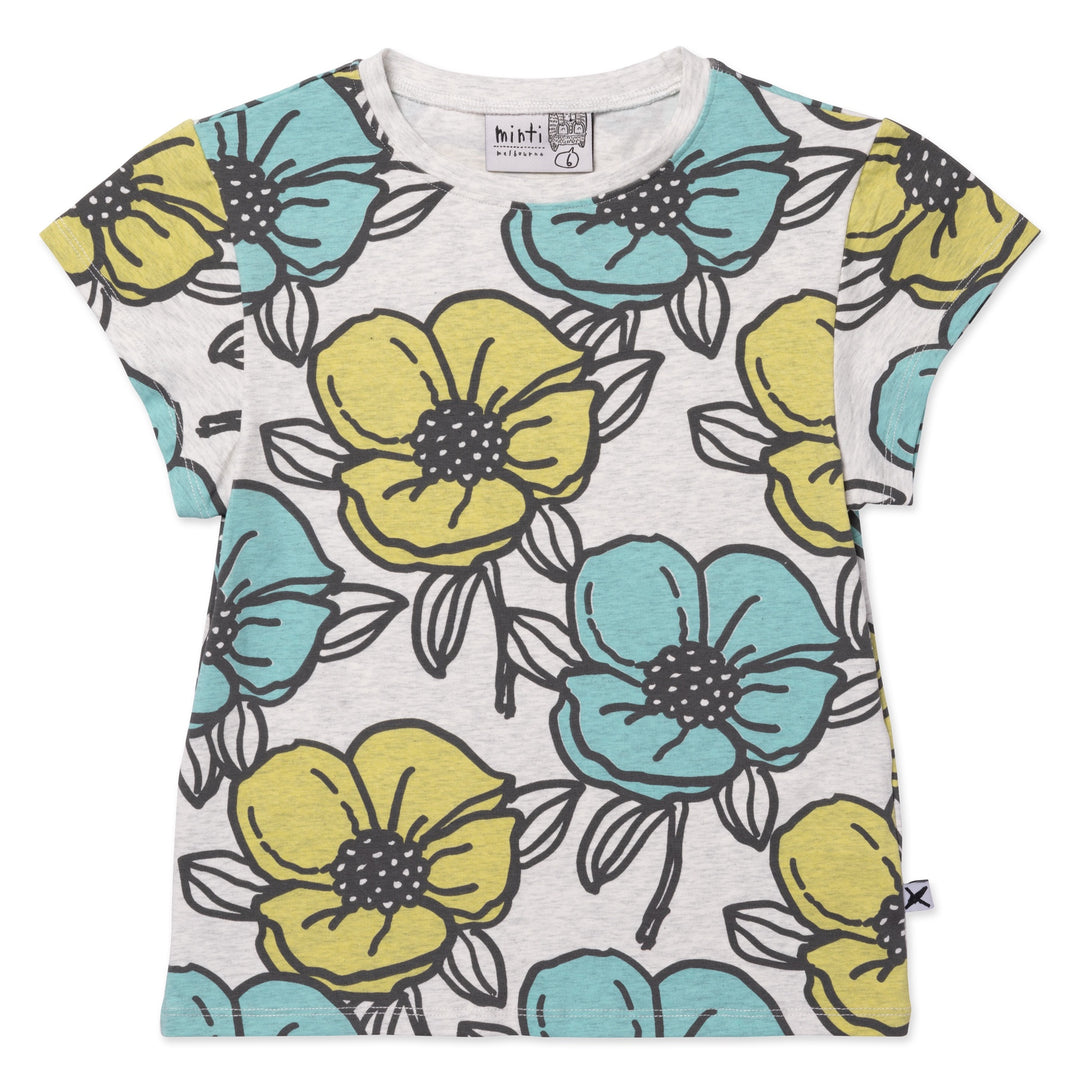 Minti Big Flowers Tee - White Marle