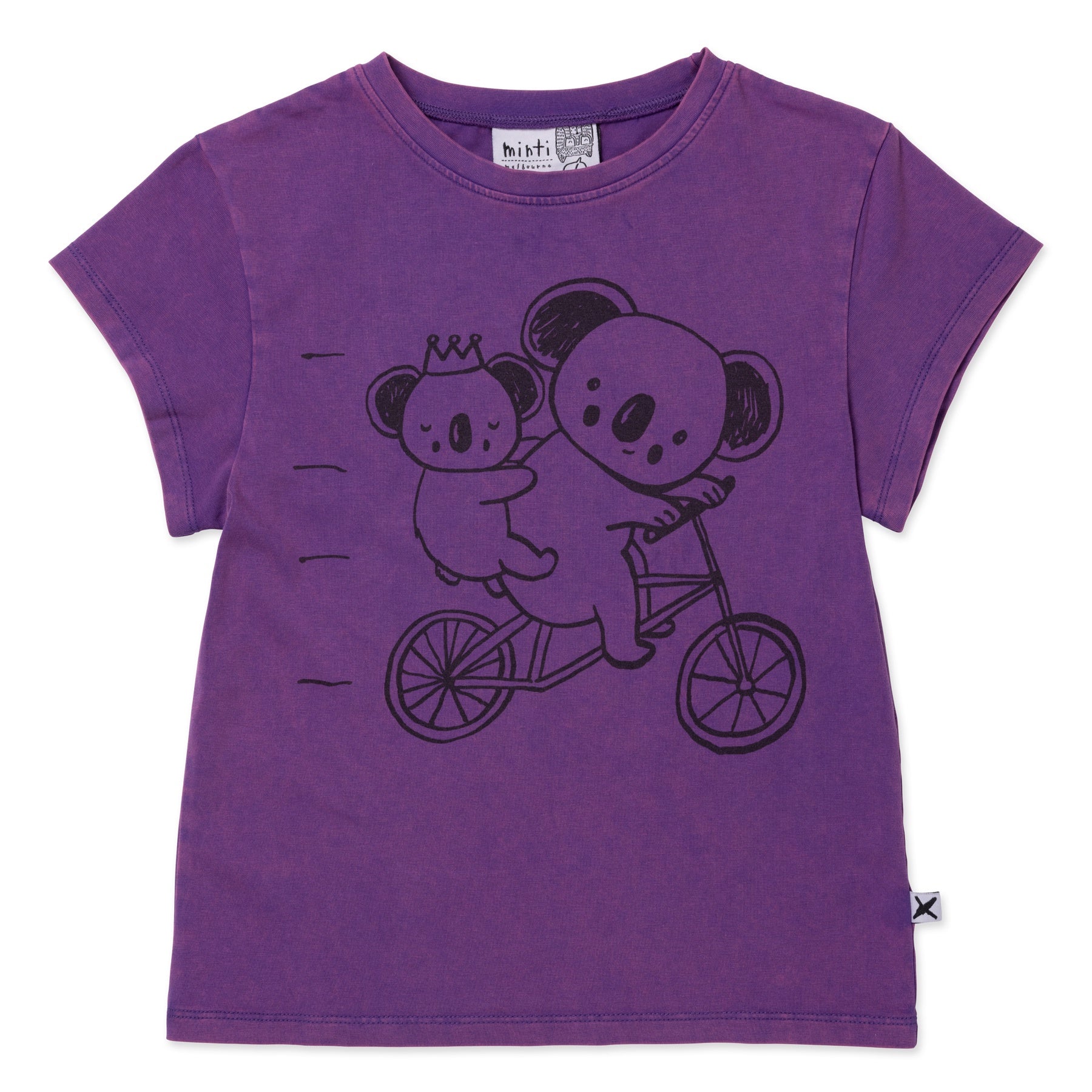 Minti Biking Koalas Tee - Purple Wash