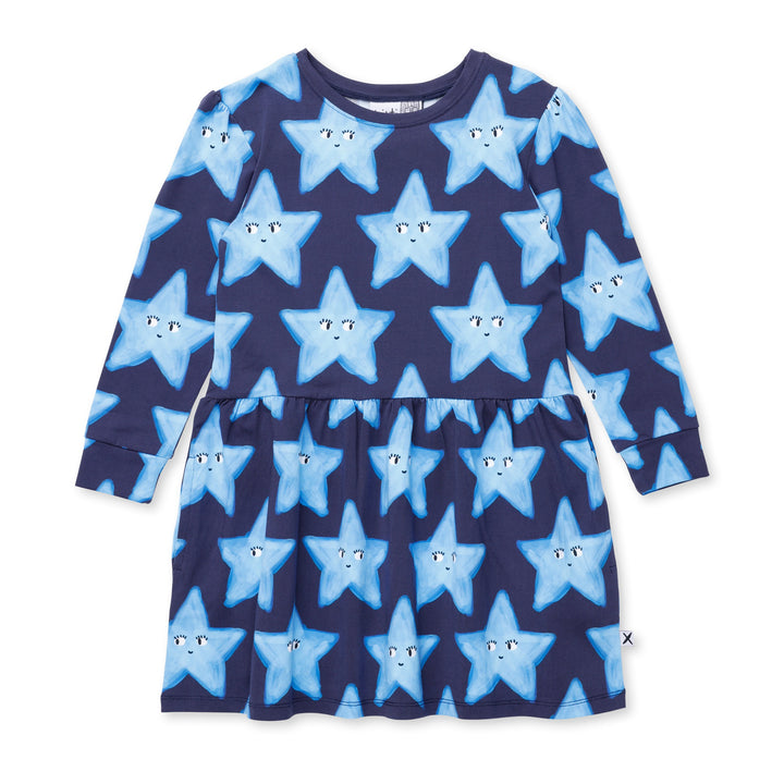 Minti Painted Star Dress - Dark Blue