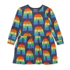 Stripey Rainbow Dress - Dark Grey