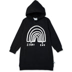 Minti Rainbow Diagram Furry Hoodie Dress - Black