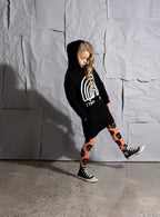 Minti Rainbow Diagram Furry Hoodie Dress - Black