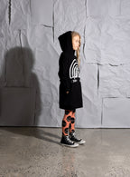 Minti Rainbow Diagram Furry Hoodie Dress - Black