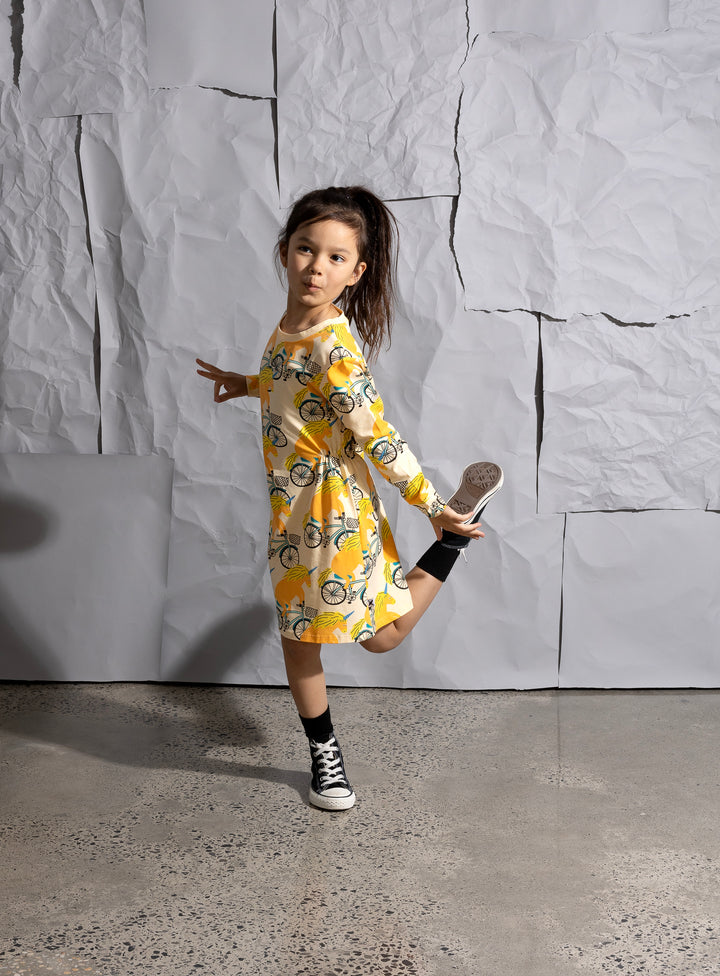 Minti Biking Unicorns Dress - Oat