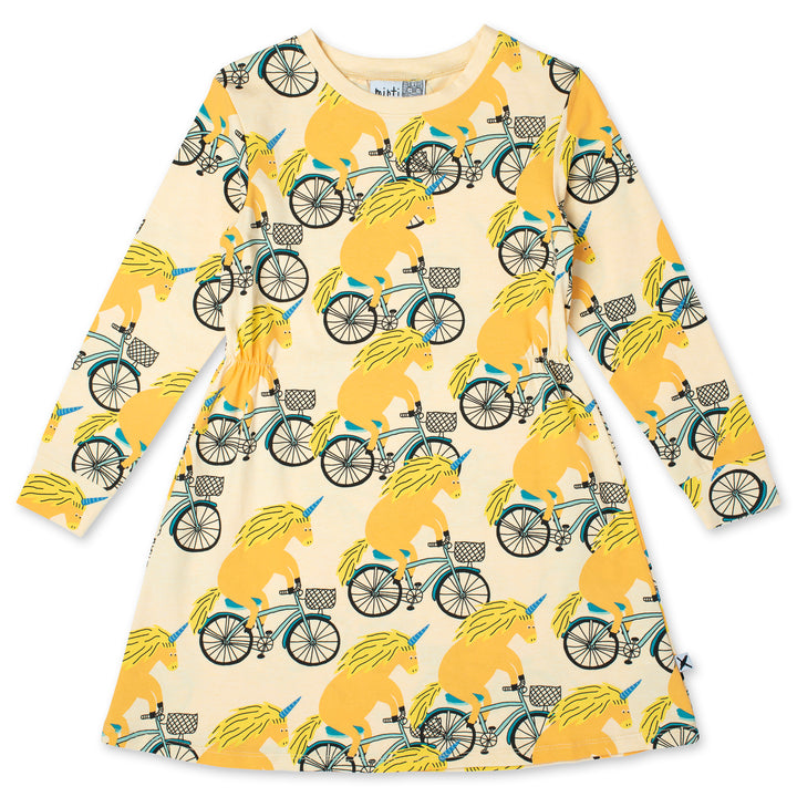 Minti Biking Unicorns Dress - Oat