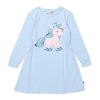 Flower Unicorn Dress - Cornflower Marle
