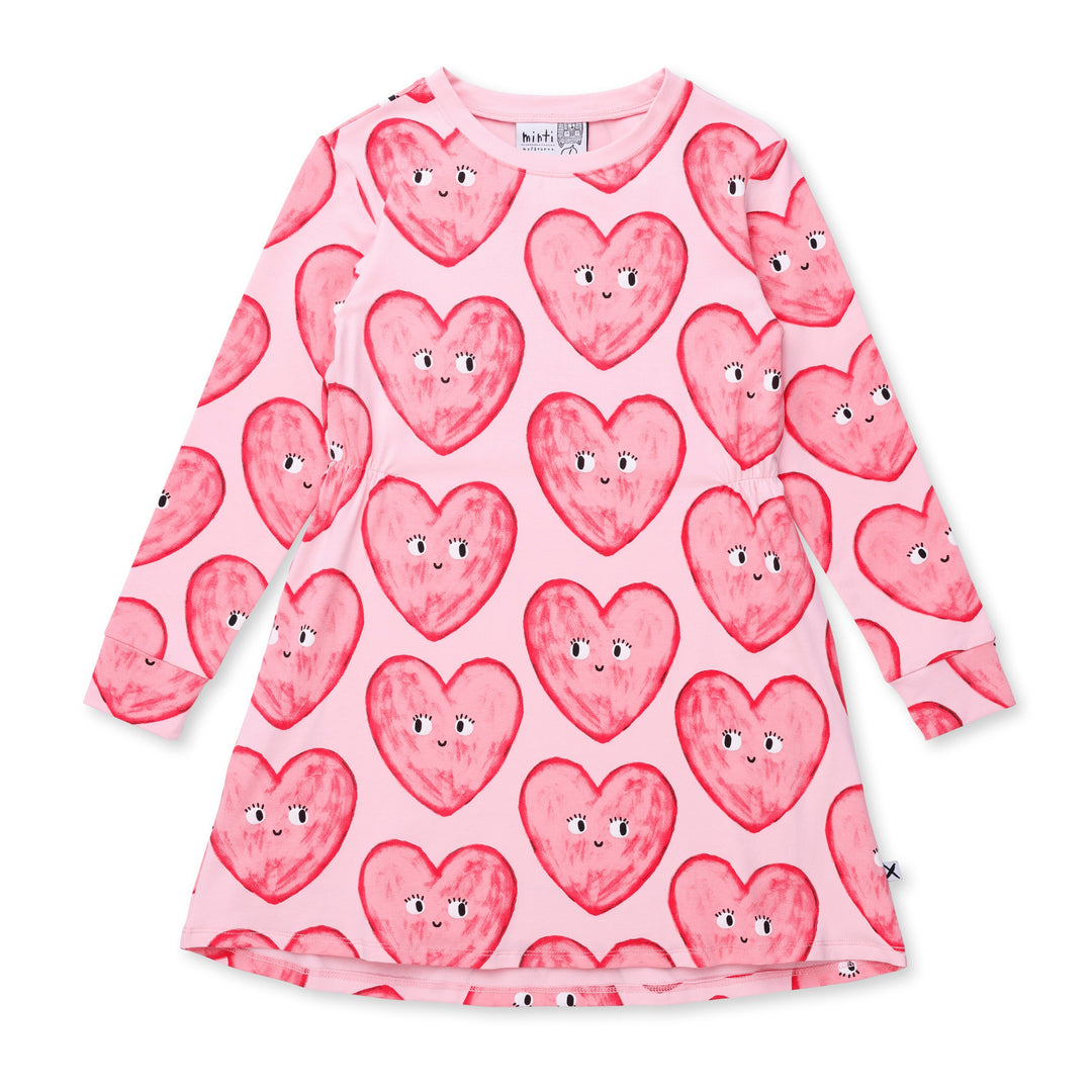 Minti Painted Hearts Dress - Light Pink