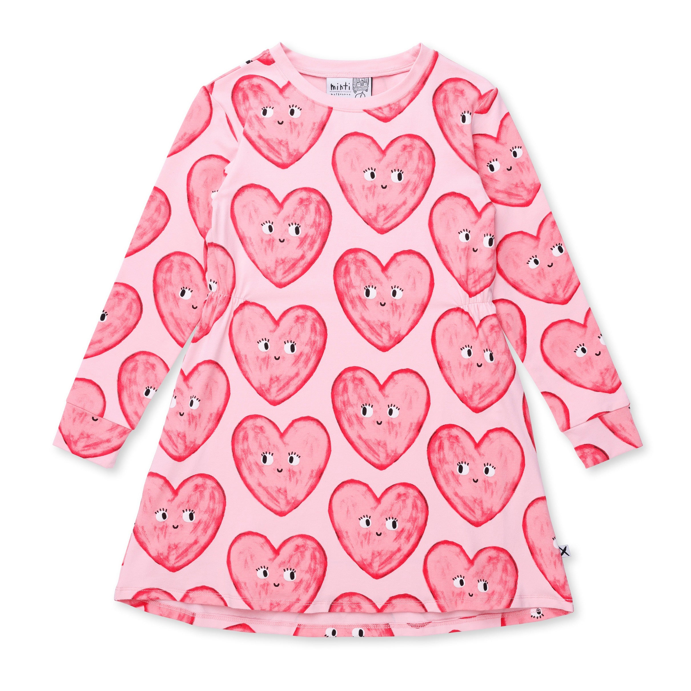 Minti Painted Hearts Dress - Light Pink