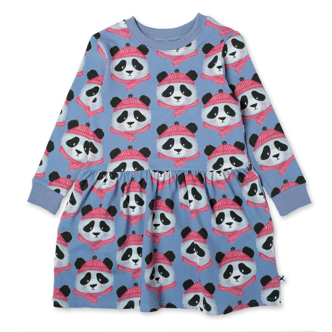 Minti Warm Pandas Dress - Light Blue