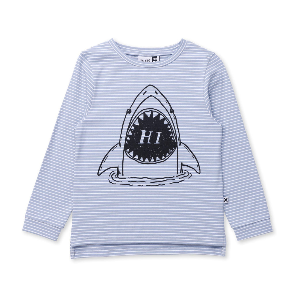 Hi Shark Tee - Muted Blue Stripe