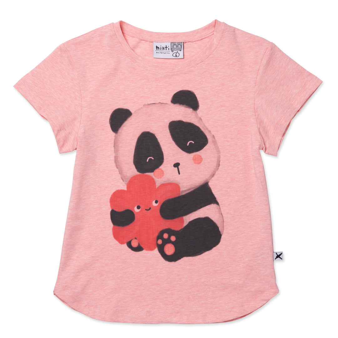 Minti Panda Hug Tee - Strawberry Marle