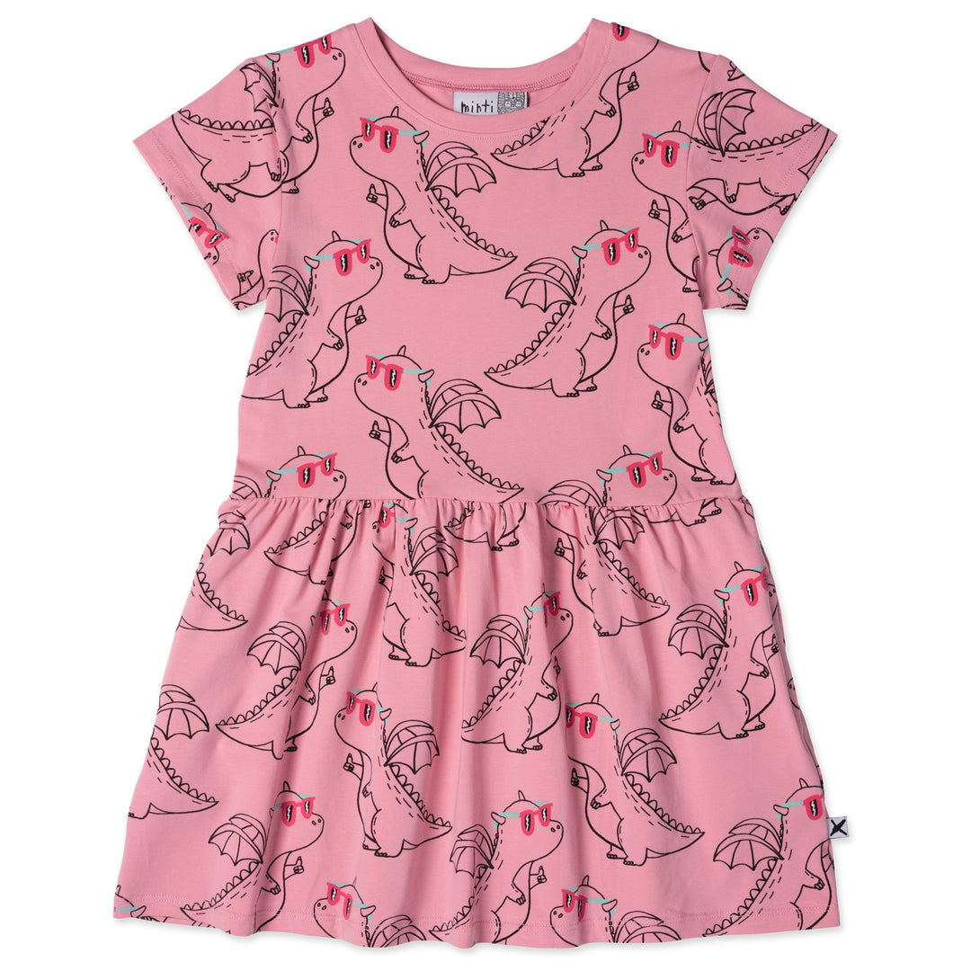 Minti Magical Dragons Dress - Fuchsia