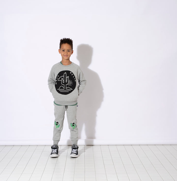 Minti Bandit Cactus Furry Trackies - Grey Marle