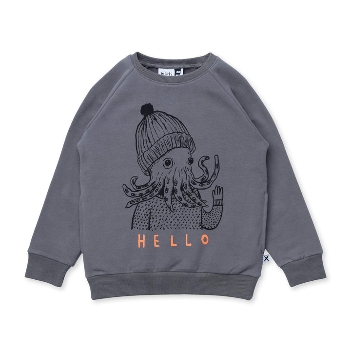 Minti Hello Octopus Furry Crew - Dark Grey