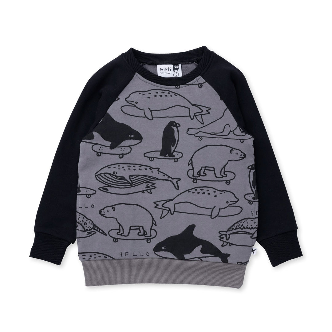 Minti Surf Skate Animals Furry Crew - Dark Grey/Black