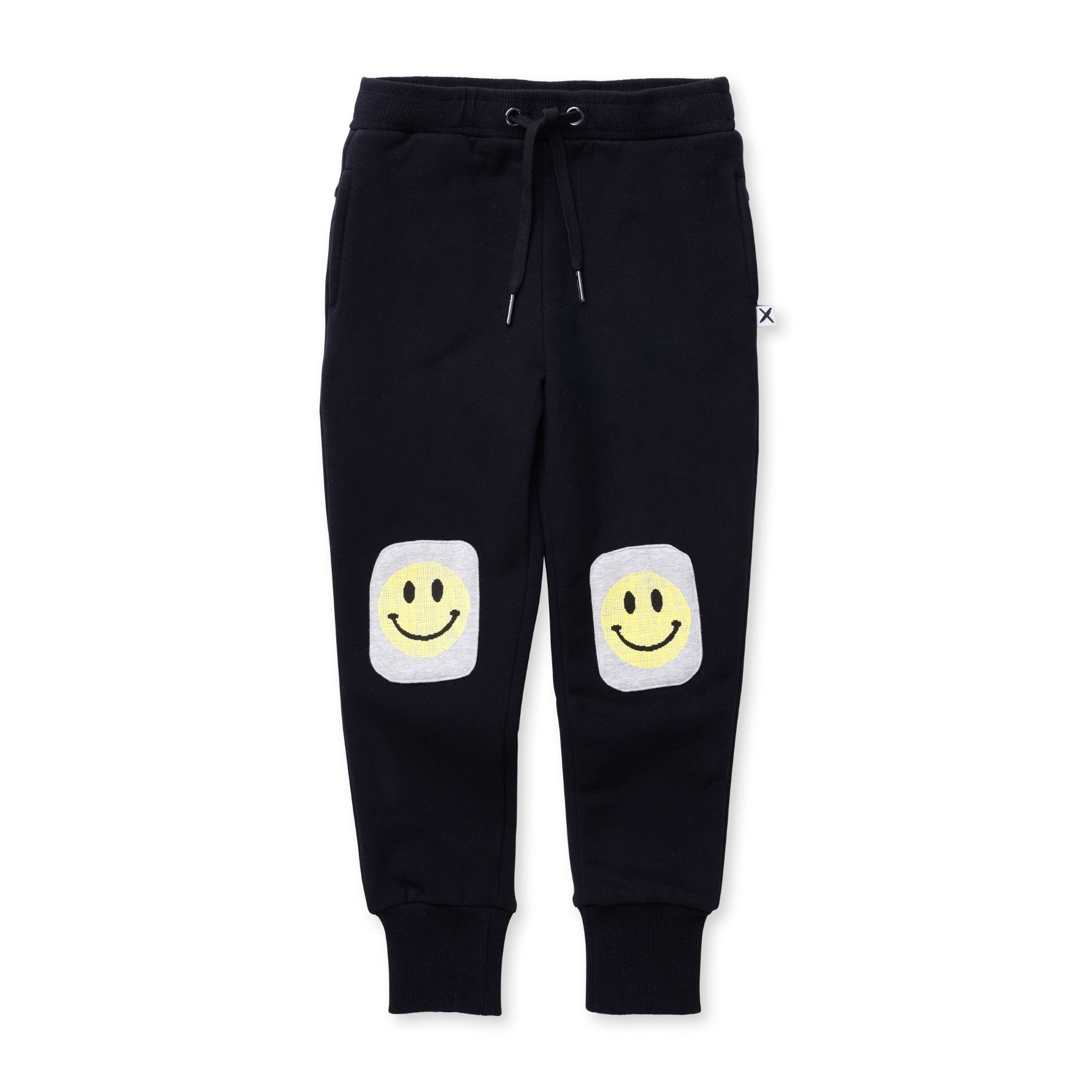 Pixelled Face Furry Trackies - Black/Grey Marle
