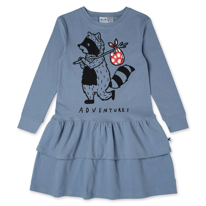 Minti Wandering Raccoon Dress - Dark Cornflower