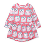 Painted Owls Dress - Pink