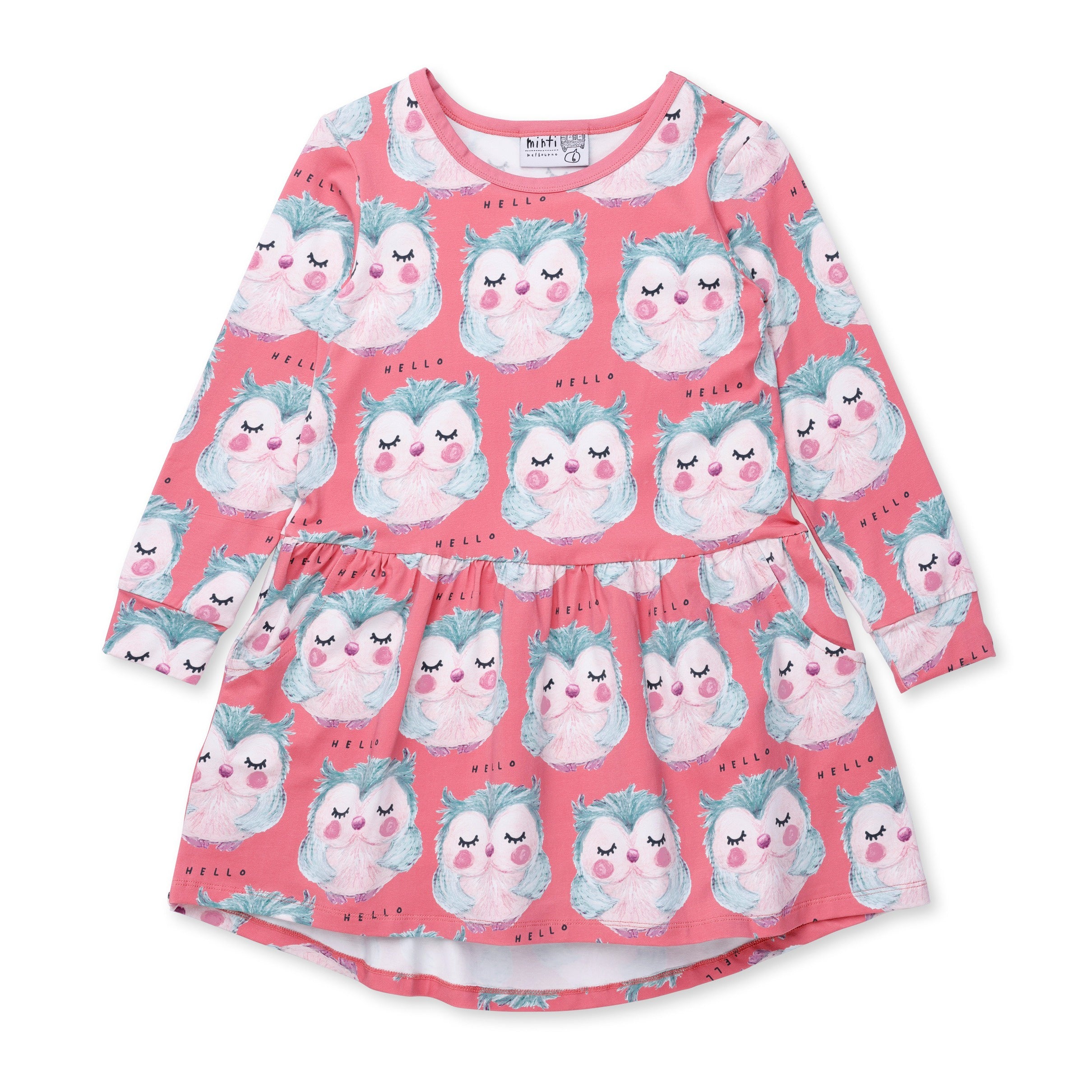 Painted Owls Dress - Pink