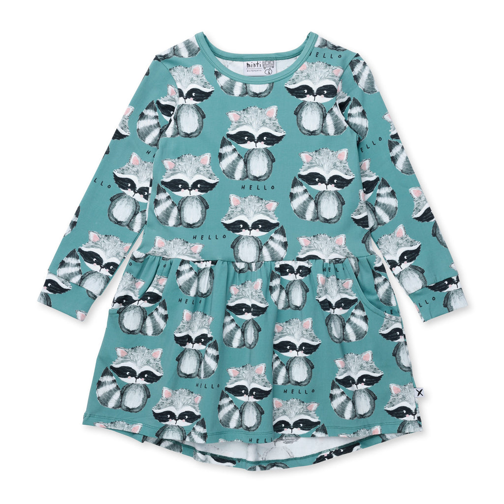 Painted Raccoons Dress - Green