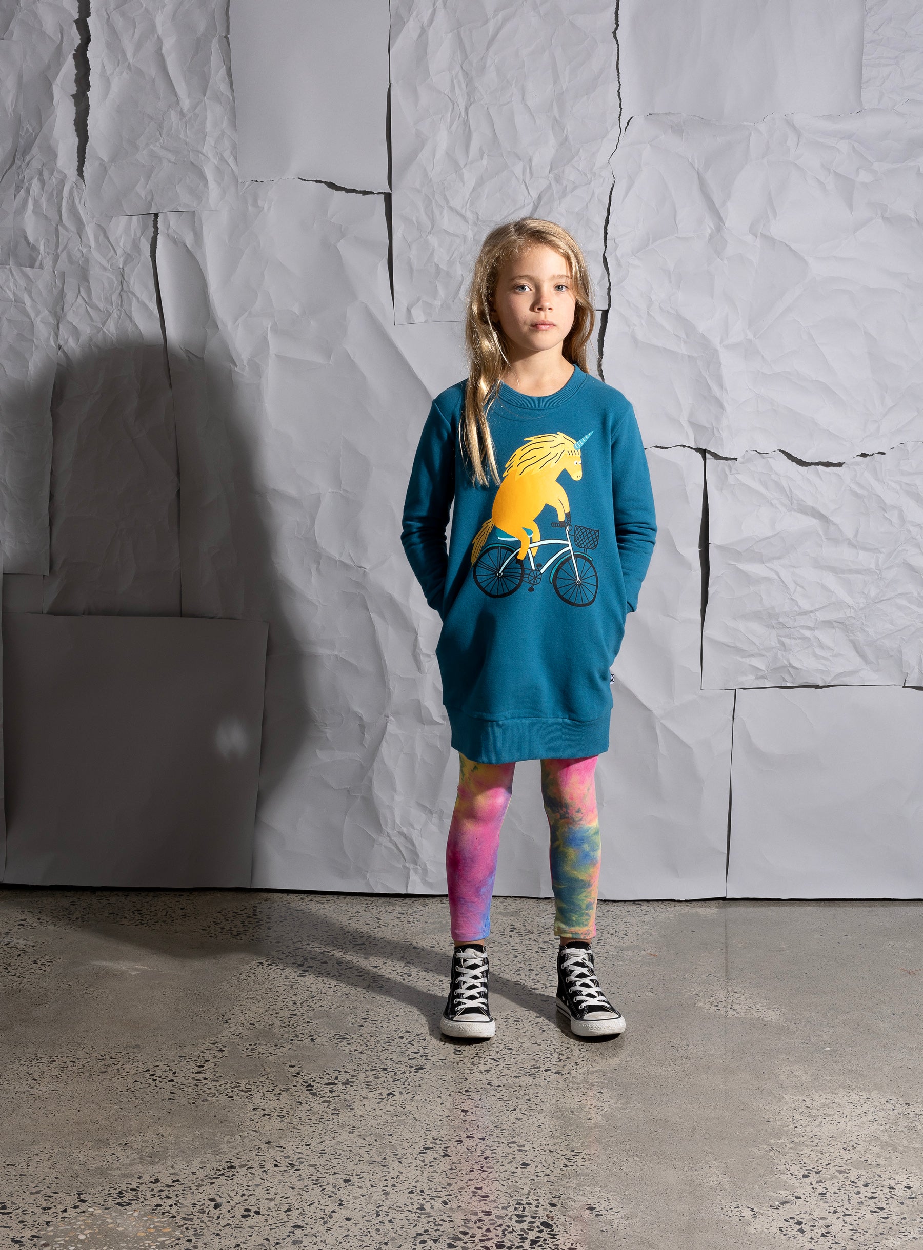 Minti Biking Unicorn Furry Dress - Teal