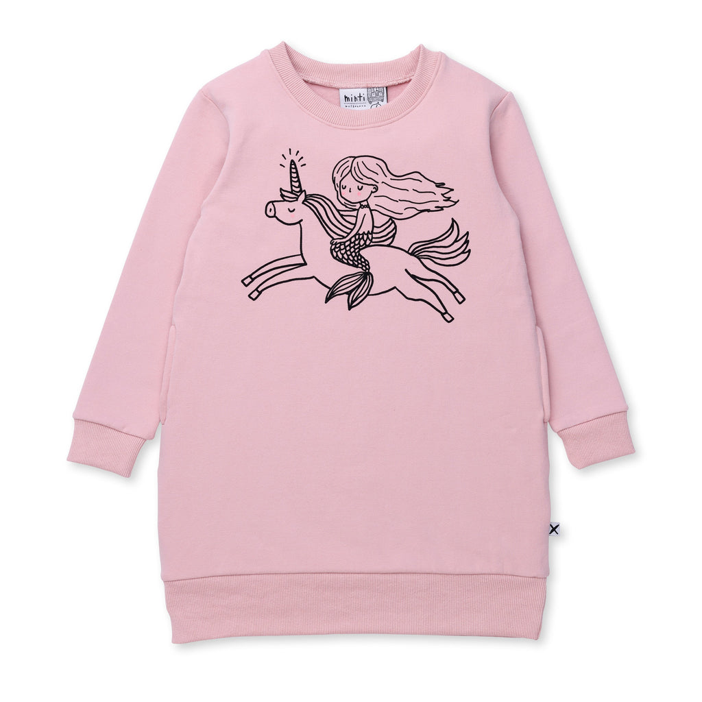 Mermaid And Unicorn Furry Dress - Muted Pink