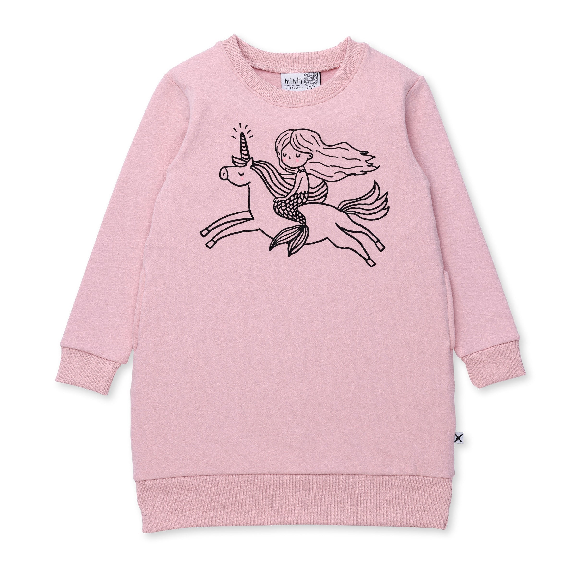 Mermaid And Unicorn Furry Dress - Muted Pink