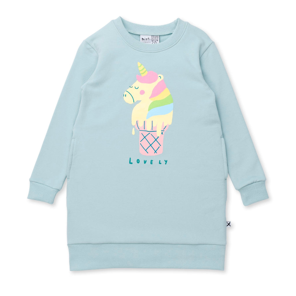 Unicorn Icecream Furry Dress - Muted Green
