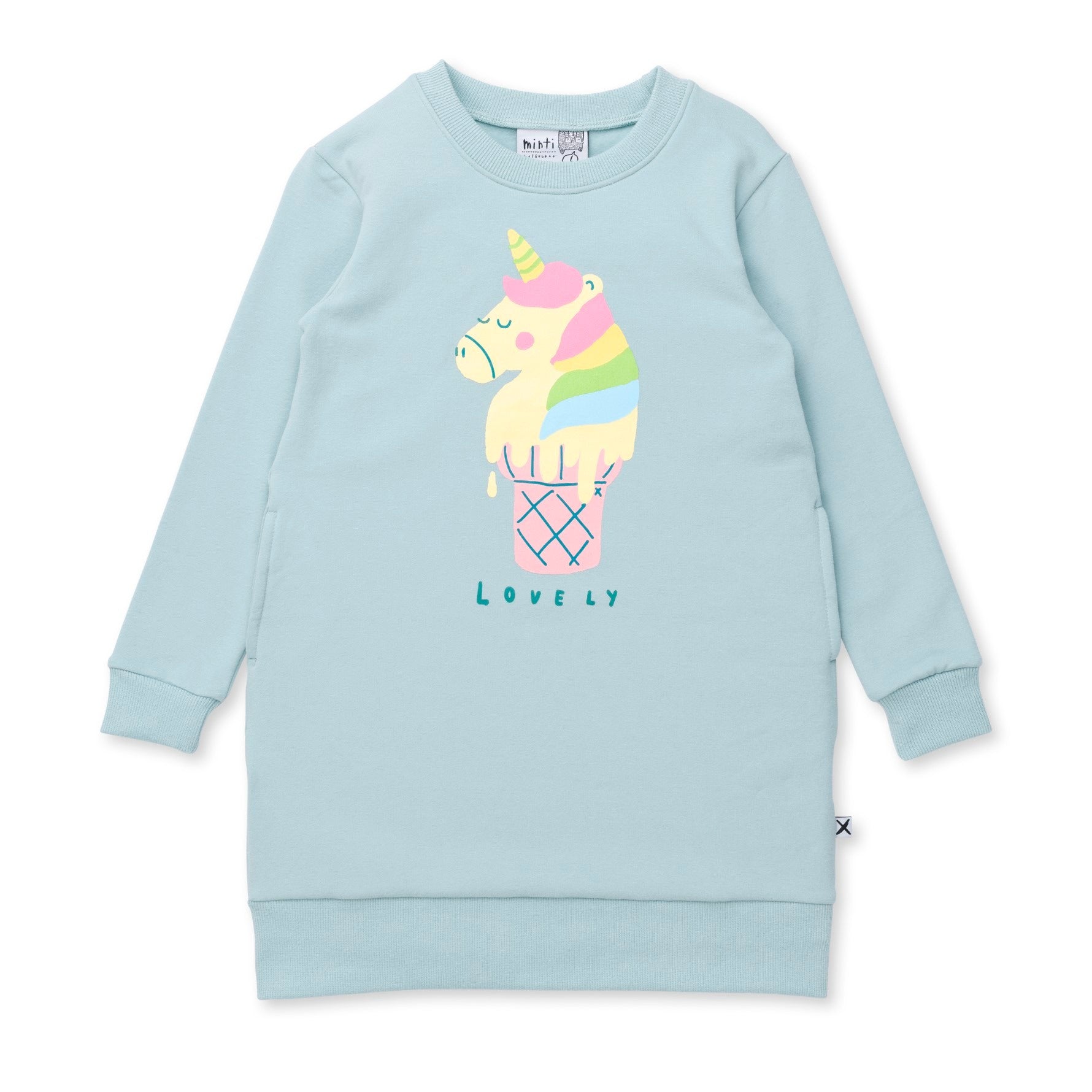 Unicorn Icecream Furry Dress - Muted Green