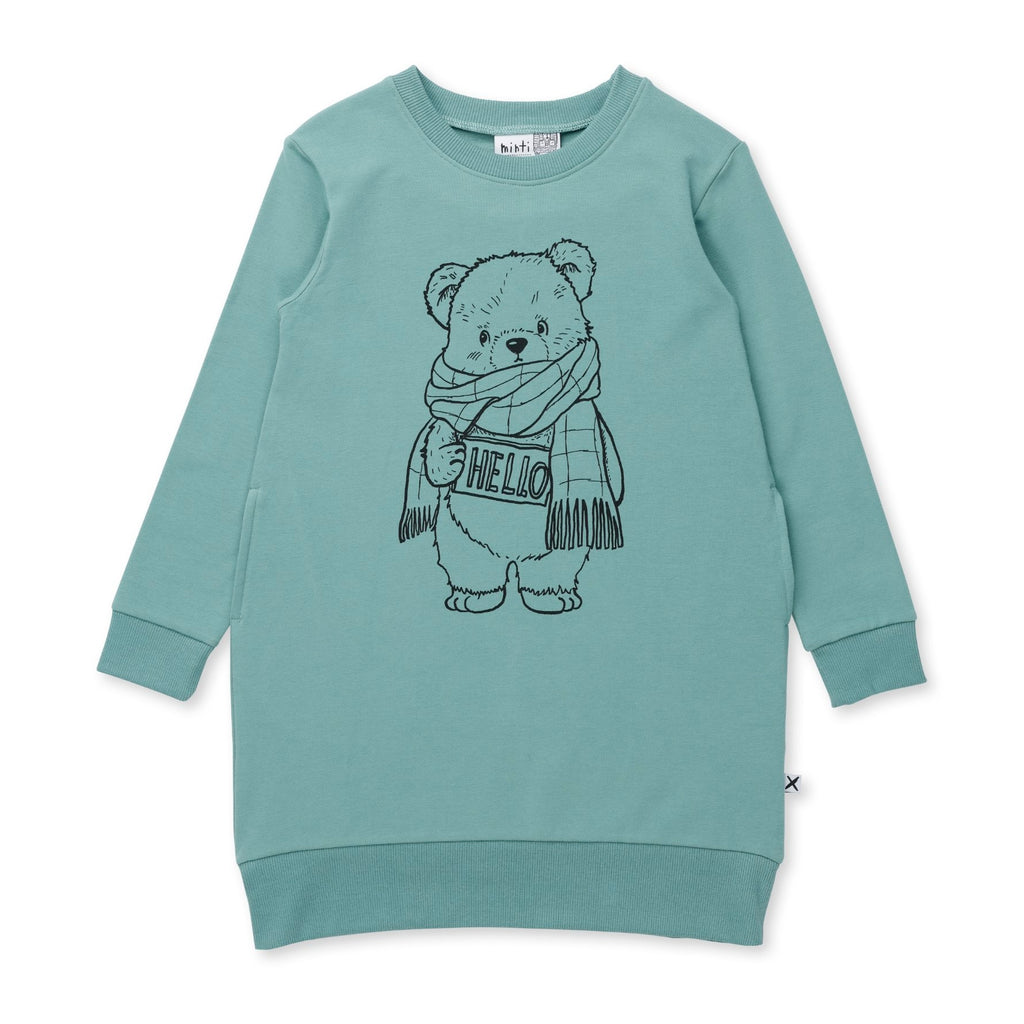 Hello Teddy Dress - Emerald