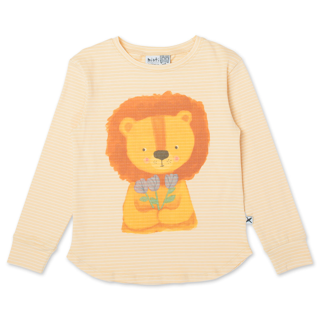 Minti Flower Lion Tee - Lemon Stripe